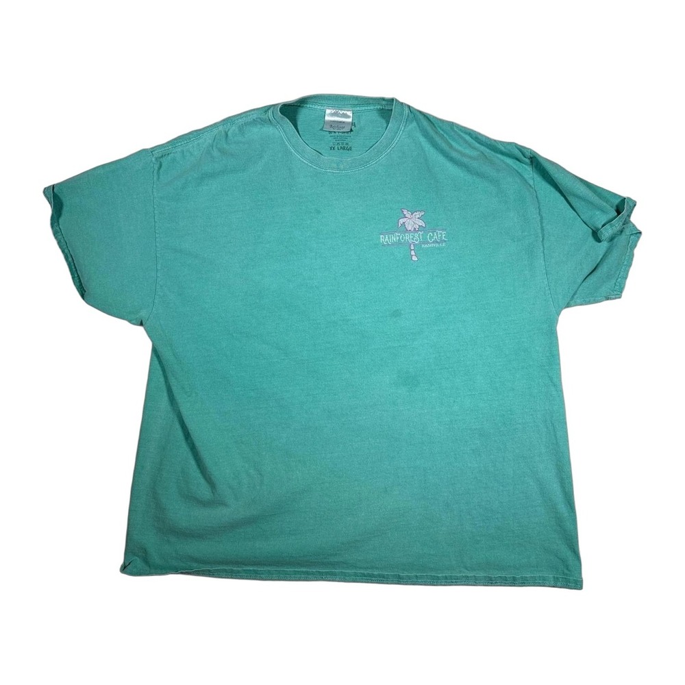 Rainforest Cafe Nashville Graphic T Shirt Teal XXL Beach Palm Tree Vacation